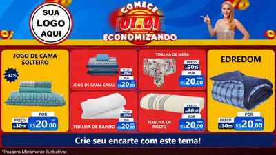 Modelo de TV para TV Horizontal com o tema Comece 1º de Janeiro Economizando para Cama, Mesa e Banho