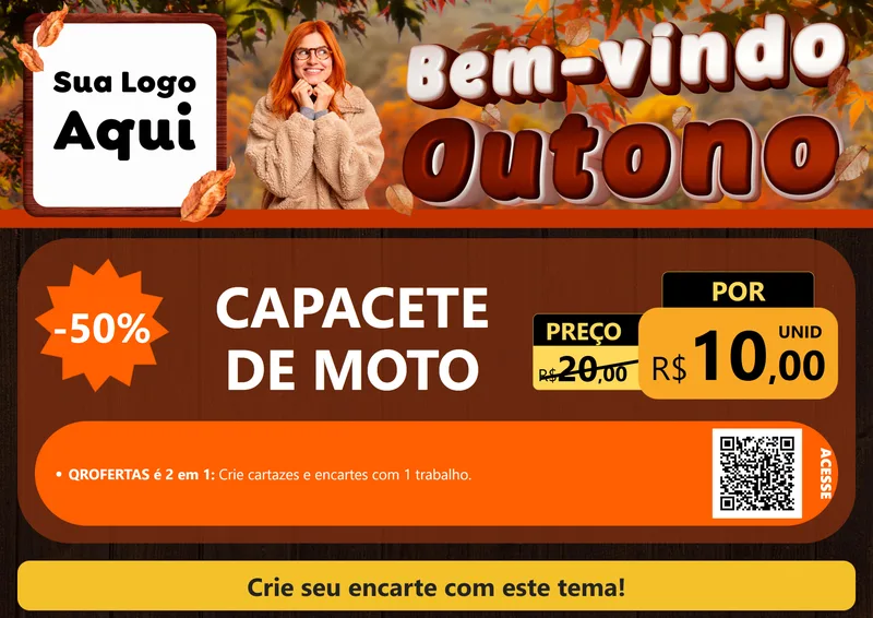 Modelo de Cartaz para Cartaz A4 Horizontal com o tema Bem-vindo Outono para Moto peças