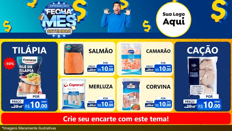 Modelo de TV para TV Horizontal com o tema Operação Fecha Mês Setembro para Peixaria