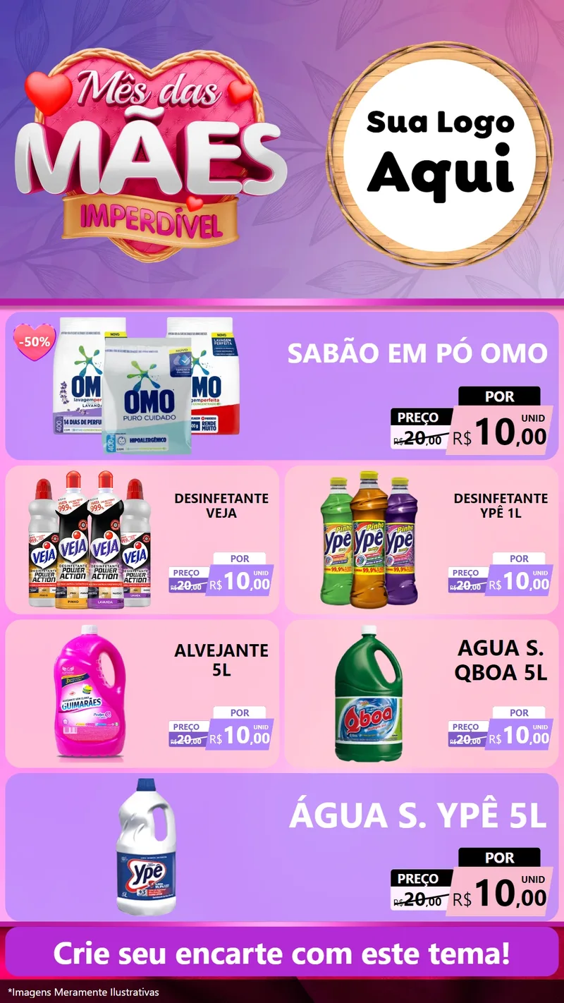 Modelo de TV para TV Vertical com o tema Mês das Mães Imperdível para Produtos de Limpeza