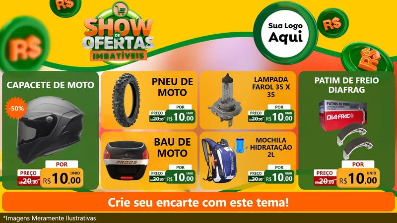Modelo de TV para TV Horizontal com o tema Show de Ofertas Imbatíveis para Moto peças