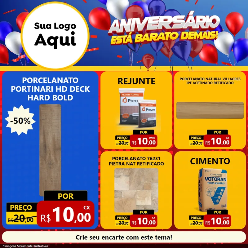 Modelo de Rede Social para Feed Facebook com o tema Aniversário para Pisos e revestimentos