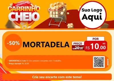 Modelo de Cartaz para Cartaz A4 Horizontal com o tema Promoção carrinho cheio para Frios e Laticínios