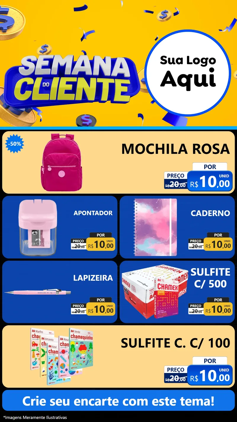 Modelo de TV para TV Vertical com o tema Semana do Cliente para Papelaria