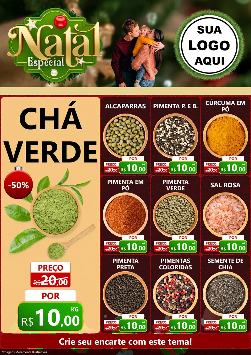 Modelo de Encarte para Encarte A4 Vertical com o tema Natal Especial para Produtos Naturais
