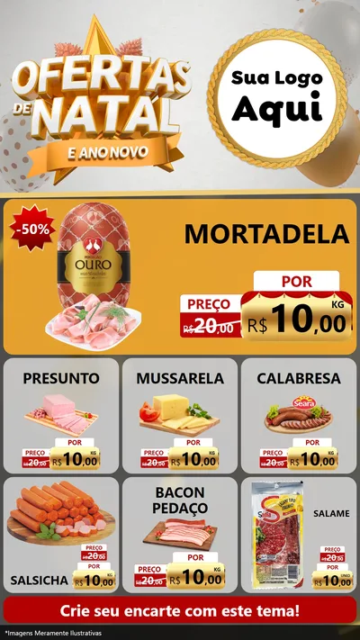 Modelo de Rede Social para Stories com o tema Ofertas De Natal E Ano Novo para Frios e Laticínios