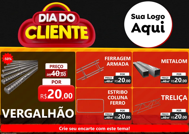 Modelo de Encarte para Encarte A4 Horizontal com o tema Dia do Cliente para Ferragens