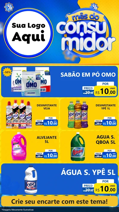 Modelo de TV para TV Vertical com o tema Mês do Consumidor para Produtos de Limpeza