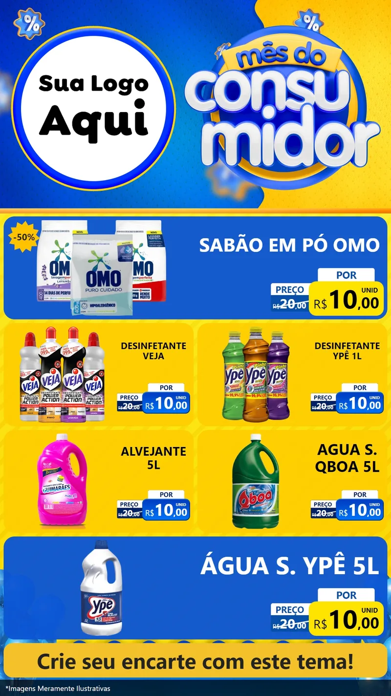 Modelo de TV para TV Vertical com o tema Mês do Consumidor para Produtos de Limpeza