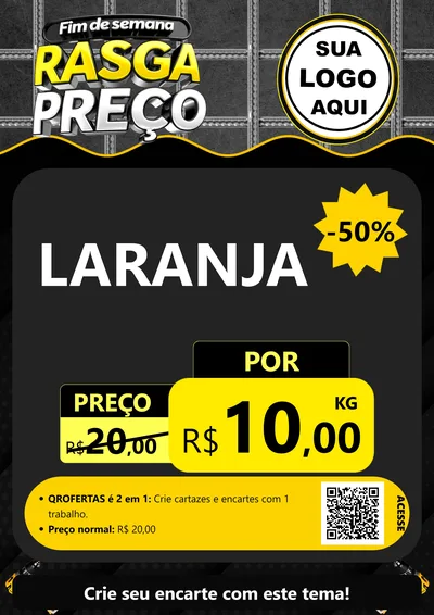 Modelo de Cartaz para Cartaz A4 Vertical com o tema Fim de Semana Rasga Preço para Hortifrúti