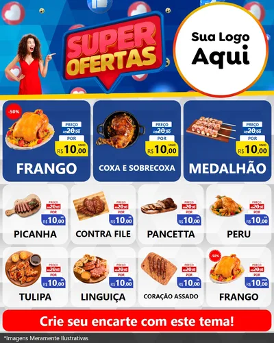 Modelo de Rede Social para Feed Instagram com o tema Super Ofertas para Assados