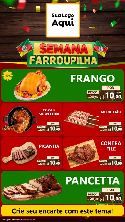 Modelo de TV para TV Vertical com o tema Semana Farroupilha para Assados