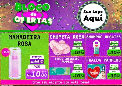 Modelo de Encarte para Encarte A4 Horizontal com o tema Bloco de Ofertas para Bebês