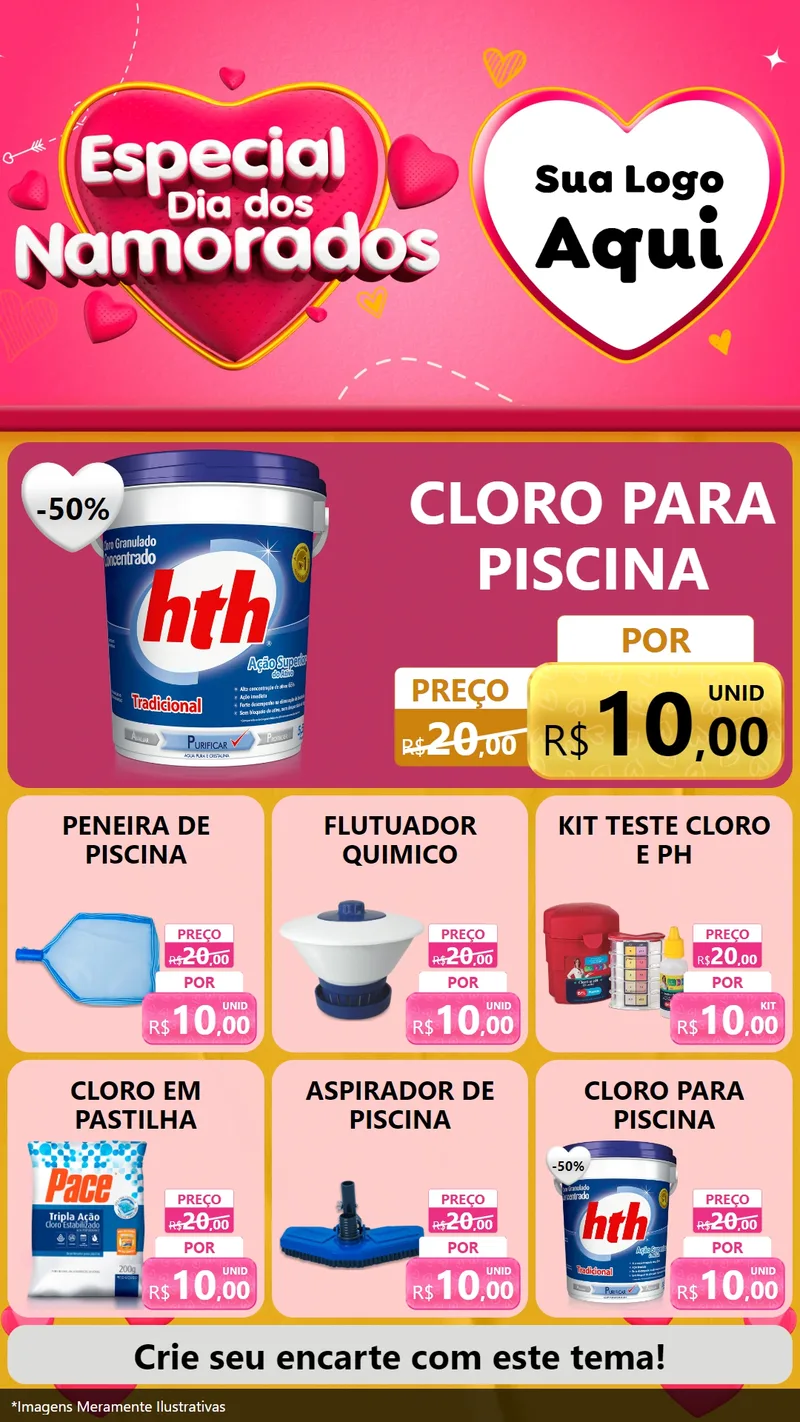 Modelo de Rede Social para Stories com o tema Especial Dia dos Namorados para Produtos para Piscina