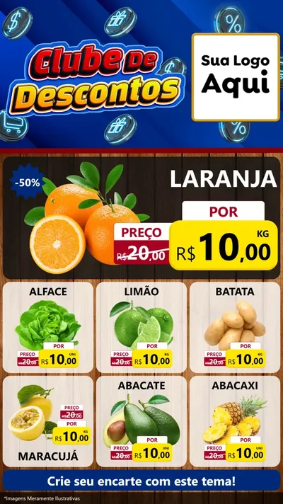 Modelo de Rede Social para Stories com o tema Clube de Descontos para Hortifrúti