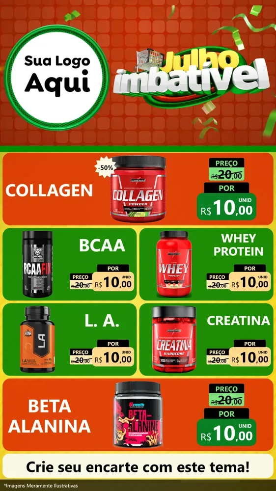 Modelo de TV para TV Vertical com o tema Julho Imbatível para Suplementos alimentares