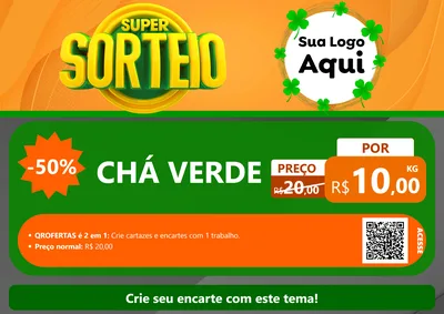 Modelo de Cartaz para Cartaz A4 Horizontal com o tema Super Sorteio para Produtos Naturais