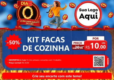 Modelo de Cartaz para Cartaz A4 Horizontal com o tema Dia O - O Dia Mais Barato Do Mês para Utilidades Domésticas