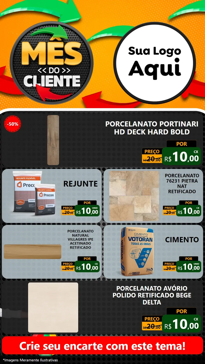 Modelo de TV para TV Vertical com o tema Mês do Cliente para Pisos e revestimentos