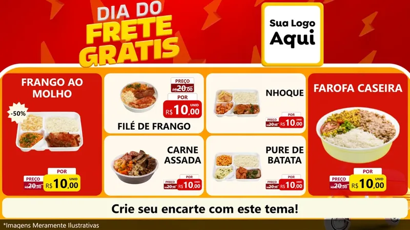Modelo de TV para TV Horizontal com o tema Dia do Frete Grátis para Restaurante