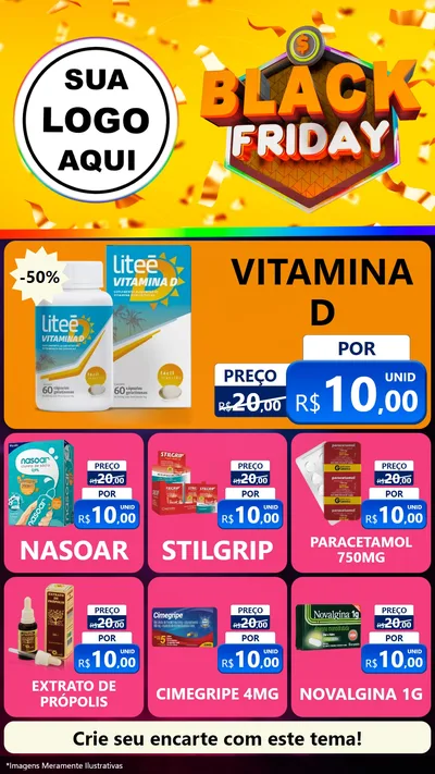Modelo de Rede Social para Stories com o tema Black Friday para Farmácia