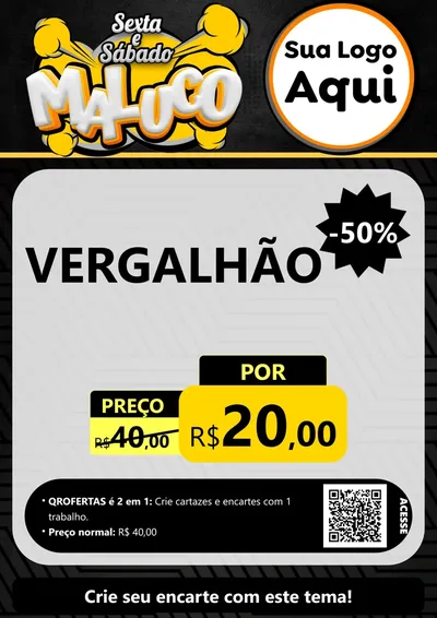 Modelo de Cartaz para Cartaz A4 Vertical com o tema Sexta e Sábado Maluco para Ferragens
