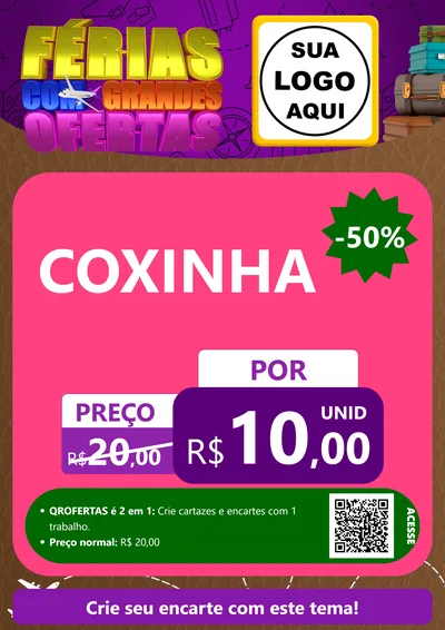 Modelo de Cartaz para Cartaz A4 Vertical com o tema Férias com Grandes Ofertas para Salgadaria