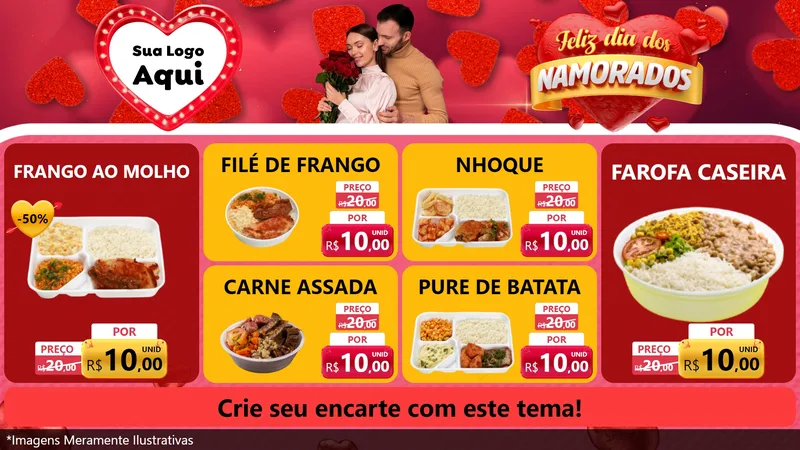 Modelo de TV para TV Horizontal com o tema Feliz Dia Dos Namorados para Restaurante