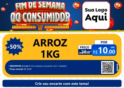 Modelo de Cartaz para Cartaz A4 Horizontal com o tema Fim de Semana do Consumidor para Supermercado