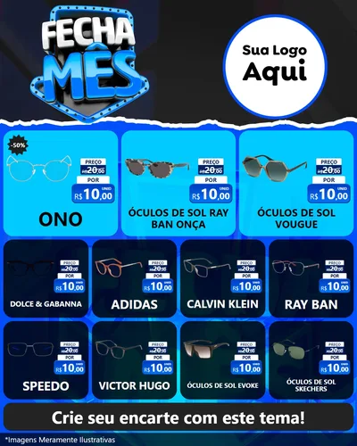 Modelo de Rede Social para Feed Instagram com o tema Fecha Mês para Óticas