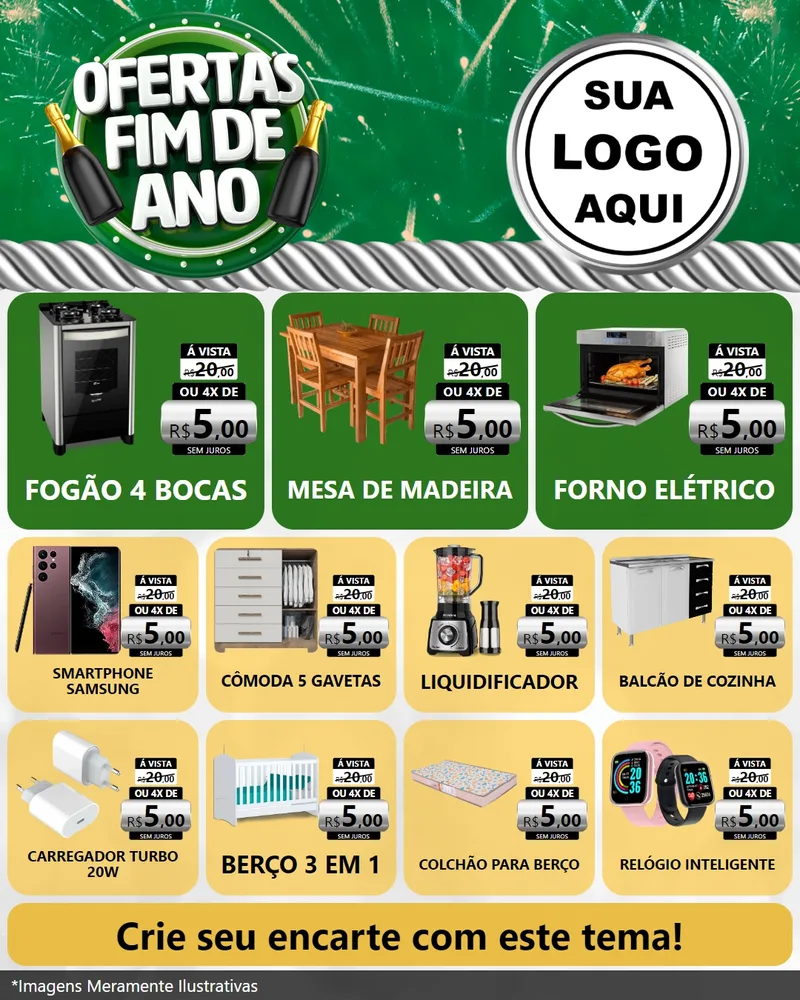 Modelo de Rede Social para Feed Instagram com o tema Ofertas Fim de Ano para Móveis e Eletro