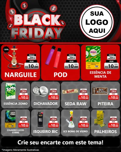 Modelo de Rede Social para Feed Instagram com o tema Black Friday para Tabacaria