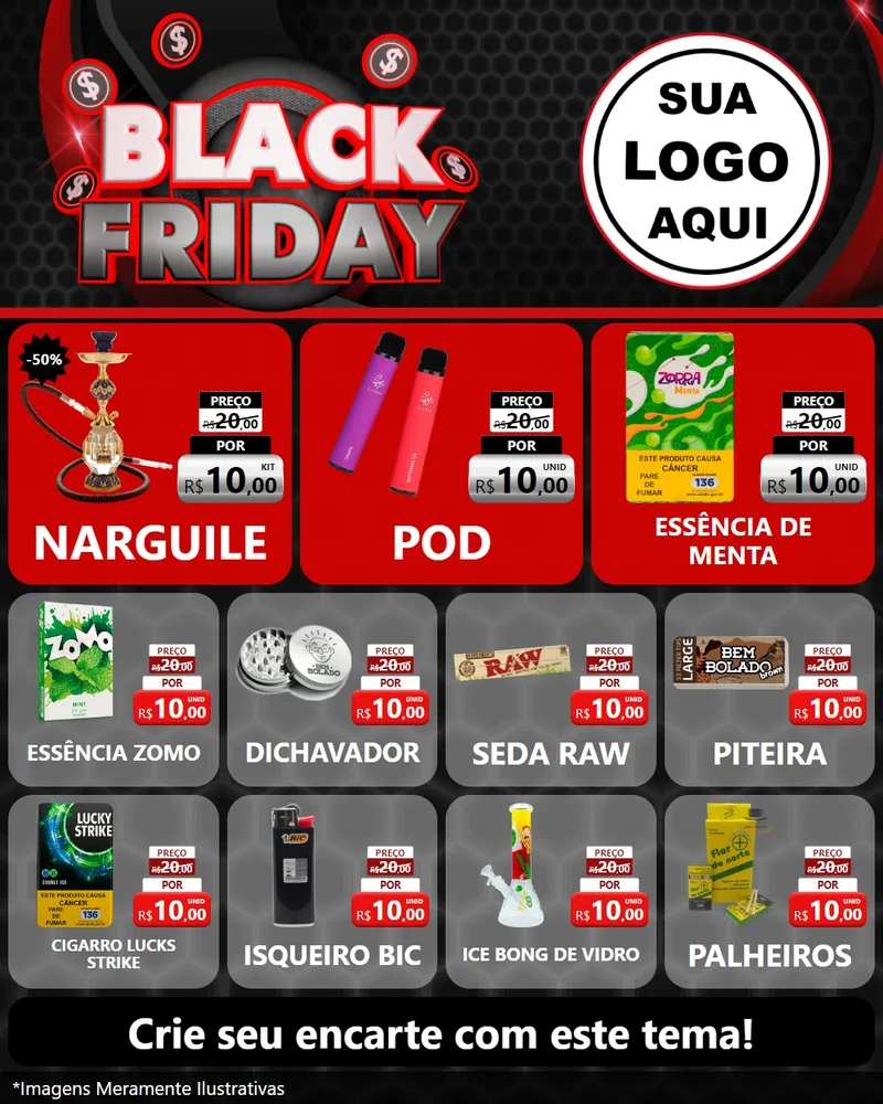 Modelo de Rede Social para Feed Instagram com o tema Black Friday para Tabacaria
