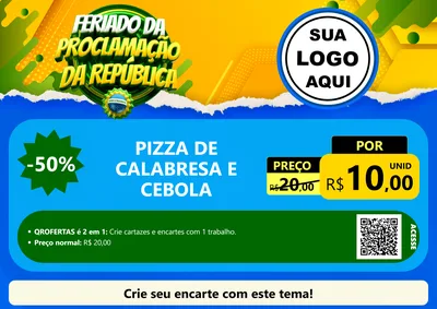 Modelo de Cartaz para Cartaz A4 Horizontal com o tema Feriado da Proclamação da República para Pizzaria