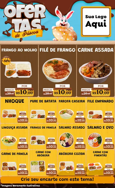 Modelo de Encarte para Encarte Grande com o tema Ofertas de Páscoa para Restaurante
