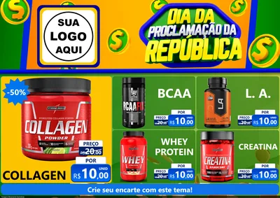 Modelo de Encarte para Encarte A4 Horizontal com o tema Dia Da Proclamação da República para Suplementos alimentares