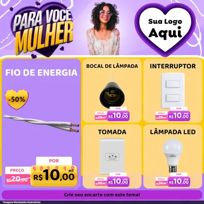 Modelo de Rede Social para Feed Facebook com o tema Para Você, Mulher para Materiais Elétricos