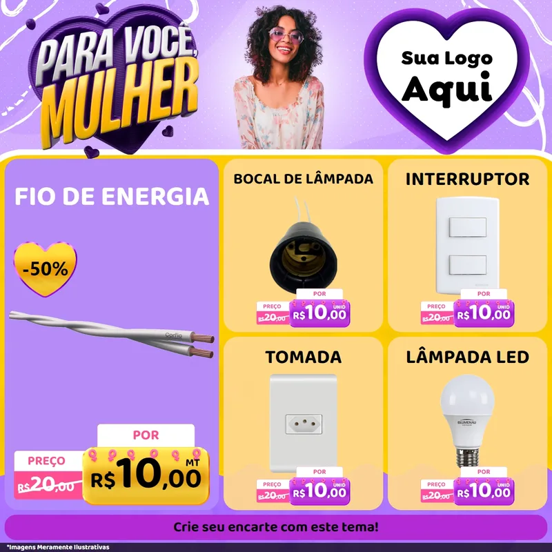 Modelo de Rede Social para Feed Facebook com o tema Para Você, Mulher para Materiais Elétricos