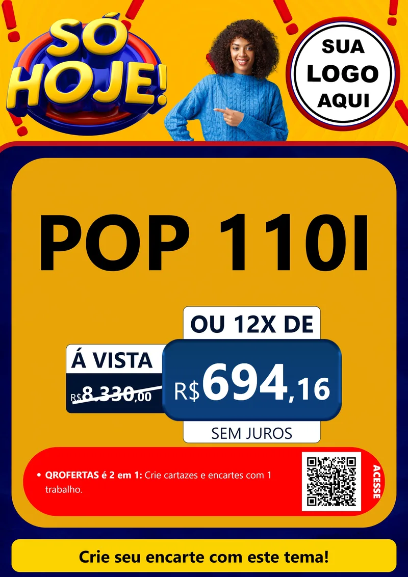 Modelo de Cartaz para Cartaz A4 Vertical com o tema Só Hoje! para Concessionaria de Motos