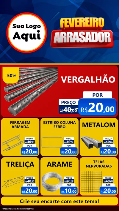 Modelo de Rede Social para Stories com o tema Fevereiro Arrasador para Ferragens