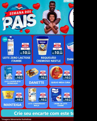Modelo de Rede Social para Feed Instagram com o tema Semana Dos Pais para Frios e Laticínios