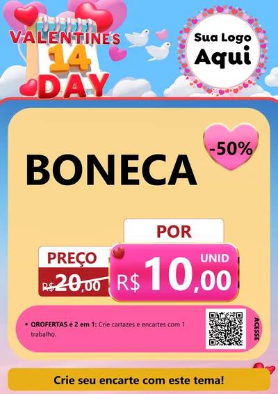 Modelo de Cartaz para Cartaz A4 Vertical com o tema Valentine's Day para Brinquedos