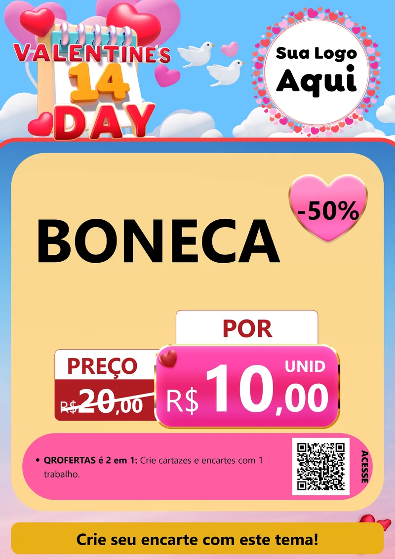 Modelo de Cartaz para Cartaz A4 Vertical com o tema Valentine's Day para Brinquedos