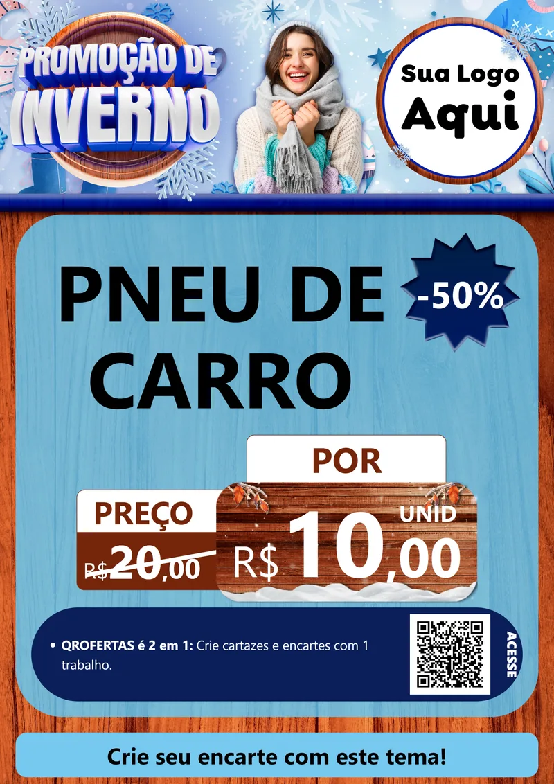 Modelo de Cartaz para Cartaz A4 Vertical com o tema Promoção de Inverno para Auto peças