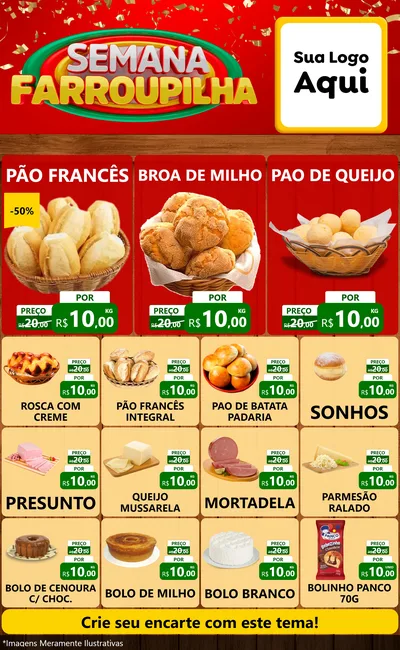 Modelo de Encarte para Encarte Grande com o tema Semana Farroupilha para Padaria