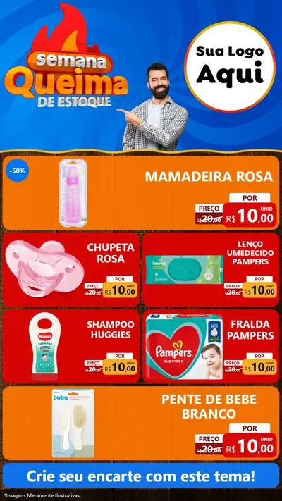 Modelo de TV para TV Vertical com o tema Semana Queima de Estoque para Bebês