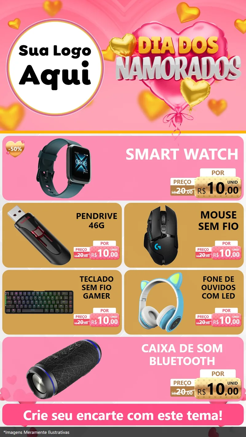 Modelo de TV para TV Vertical com o tema Dia dos Namorados para Informática