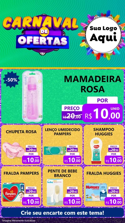 Modelo de Rede Social para Stories com o tema Carnaval de Ofertas para Bebês