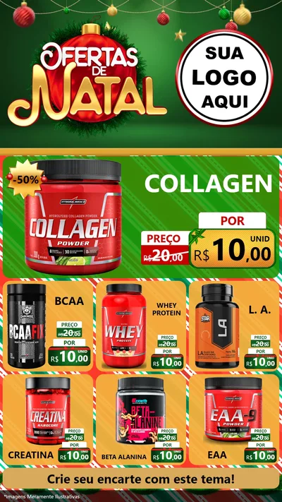 Modelo de Rede Social para Stories com o tema Ofertas de Natal para Suplementos alimentares