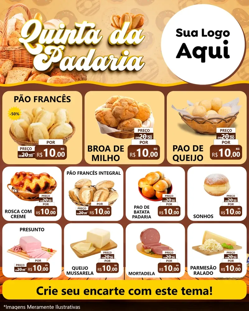 Modelo de Rede Social para Feed Instagram com o tema Quinta da Padaria para Padaria